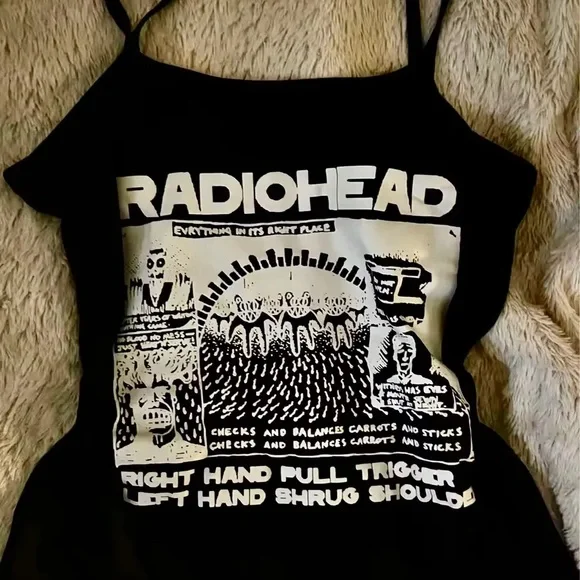 Radiohead Band Tee Shirt Aesthetic Crop Top Radio Head Baby Tee Shirt - Picture 2 of 2
